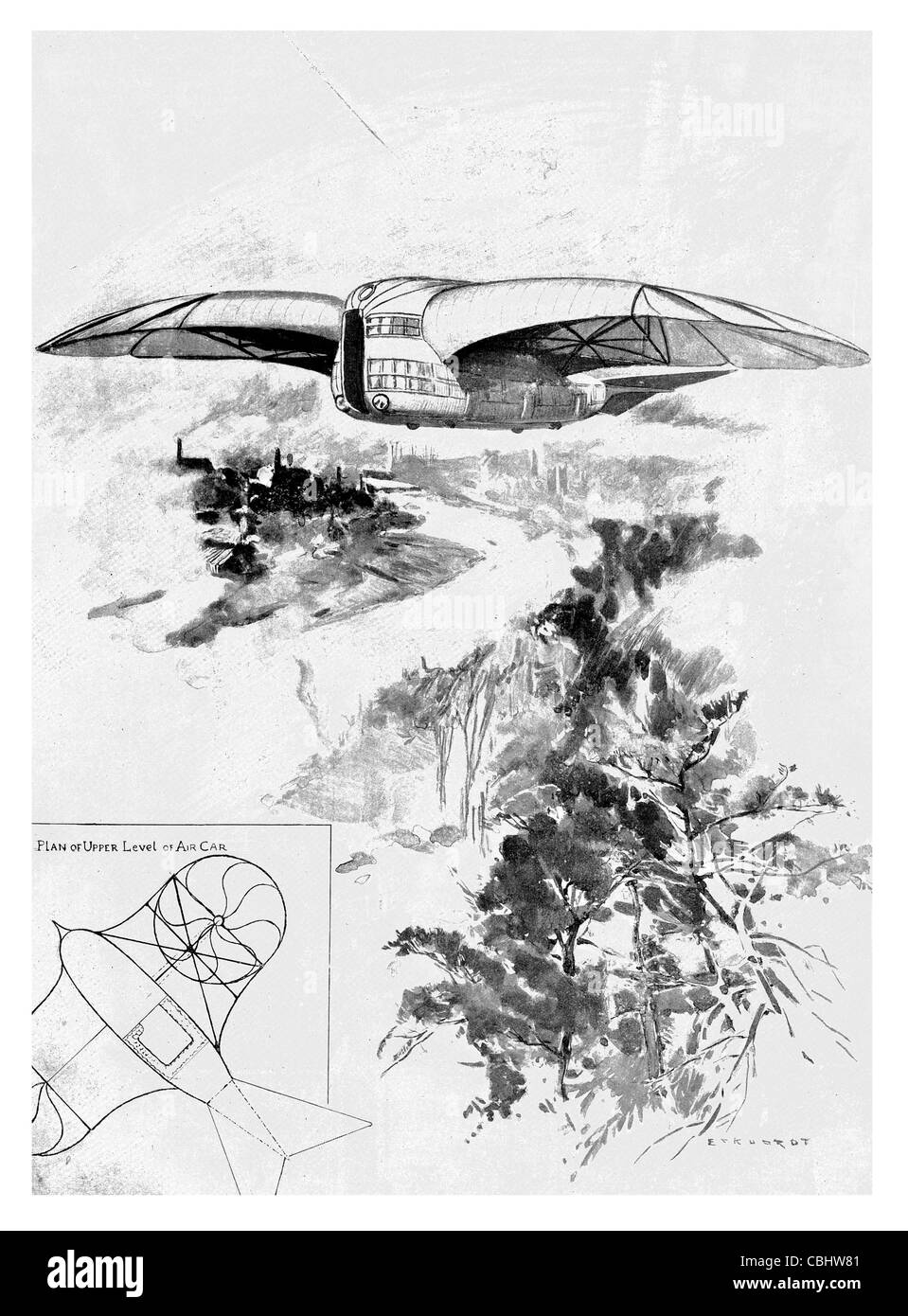Flying Machine entwickelt, mit dem Herr G.L.O. Davidson Flugzeug Flug Flugzeug Flugzeug Flugzeug Starrflügler Erfindung Design Flugzeug Stockfoto