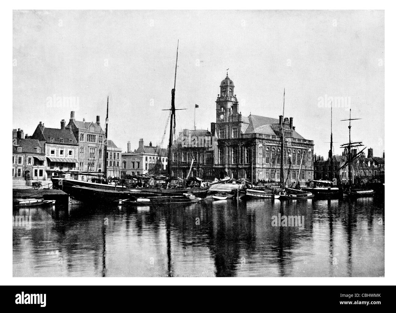 Great Yarmouth Rathaus Kai Küsten Norfolk Seaside Resort Hering Fischerei Fischerei Industrie Segelboot Segel Kaufmann Stockfoto