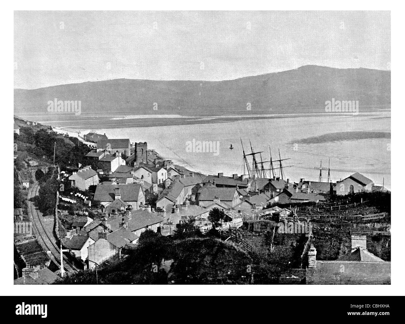 Aberdyfi Aberdovey Dorf Mündung Fluss Dyfi Gwynedd Wales Hafen Schiffbau Industrie Seaside Resort Strand am Meer Steg Stockfoto