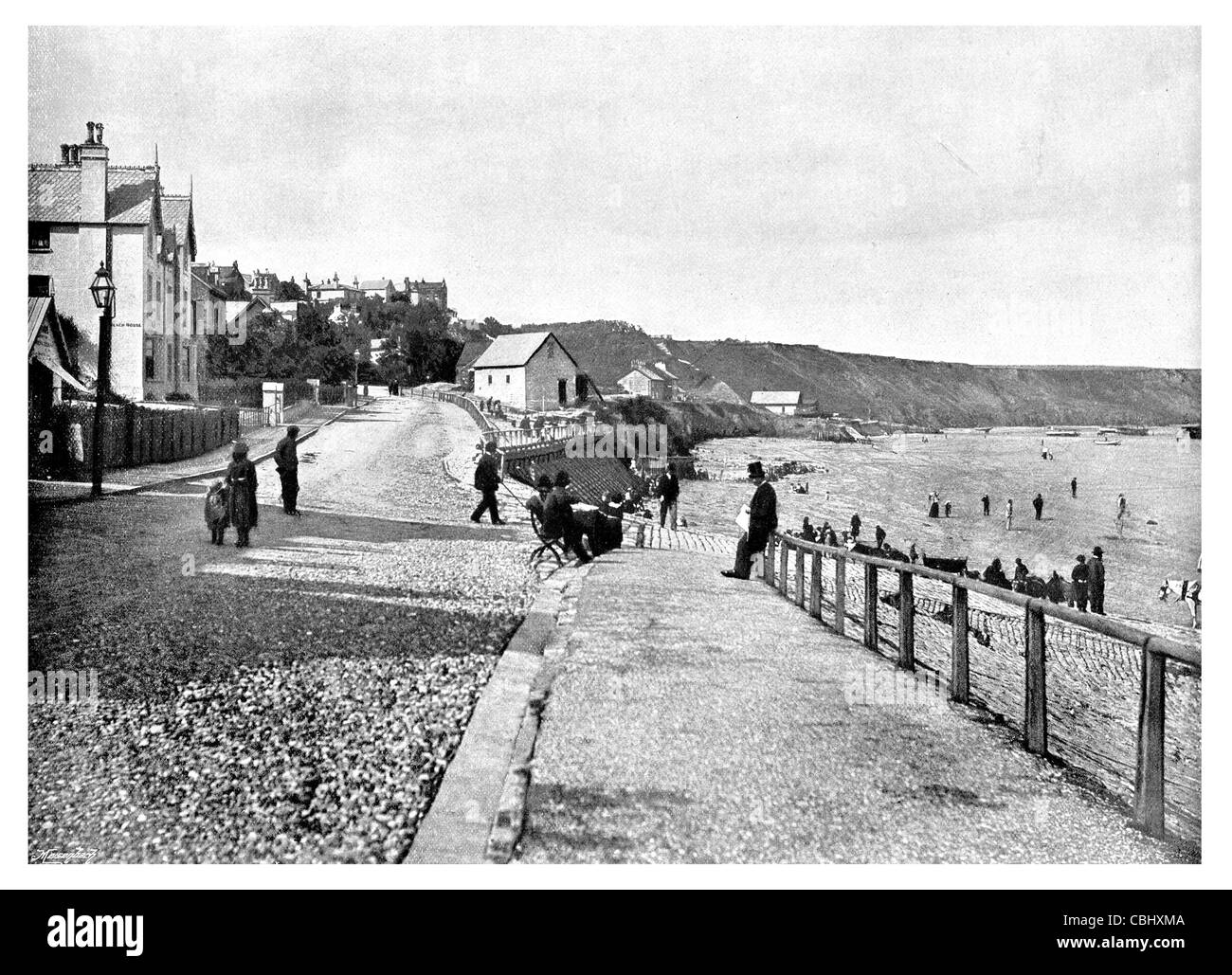 Filey Spa North Yorkshire England Nordsee Küste Strand promenade Straße Sommer Klippen Klippe Stockfoto