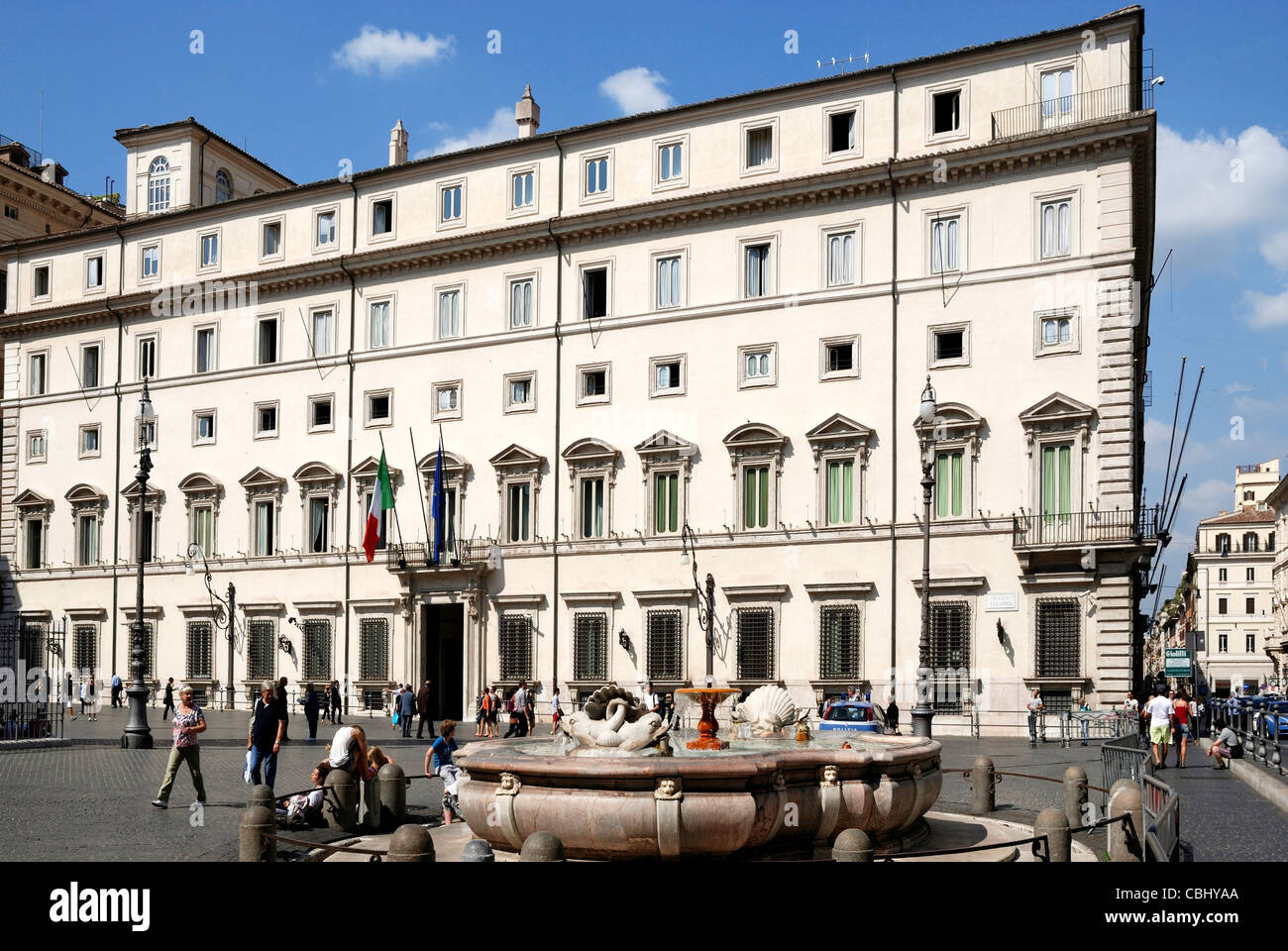 Palazzo Chigi in Rom - Residenz des italienischen Ministerpräsidenten. Stockfoto