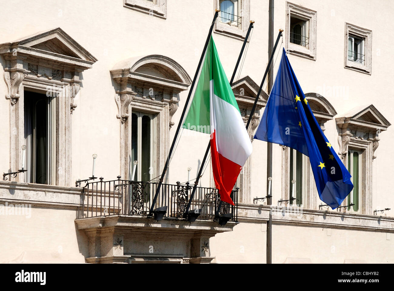 Palazzo Chigi in Rom - Residenz des italienischen Ministerpräsidenten. Stockfoto