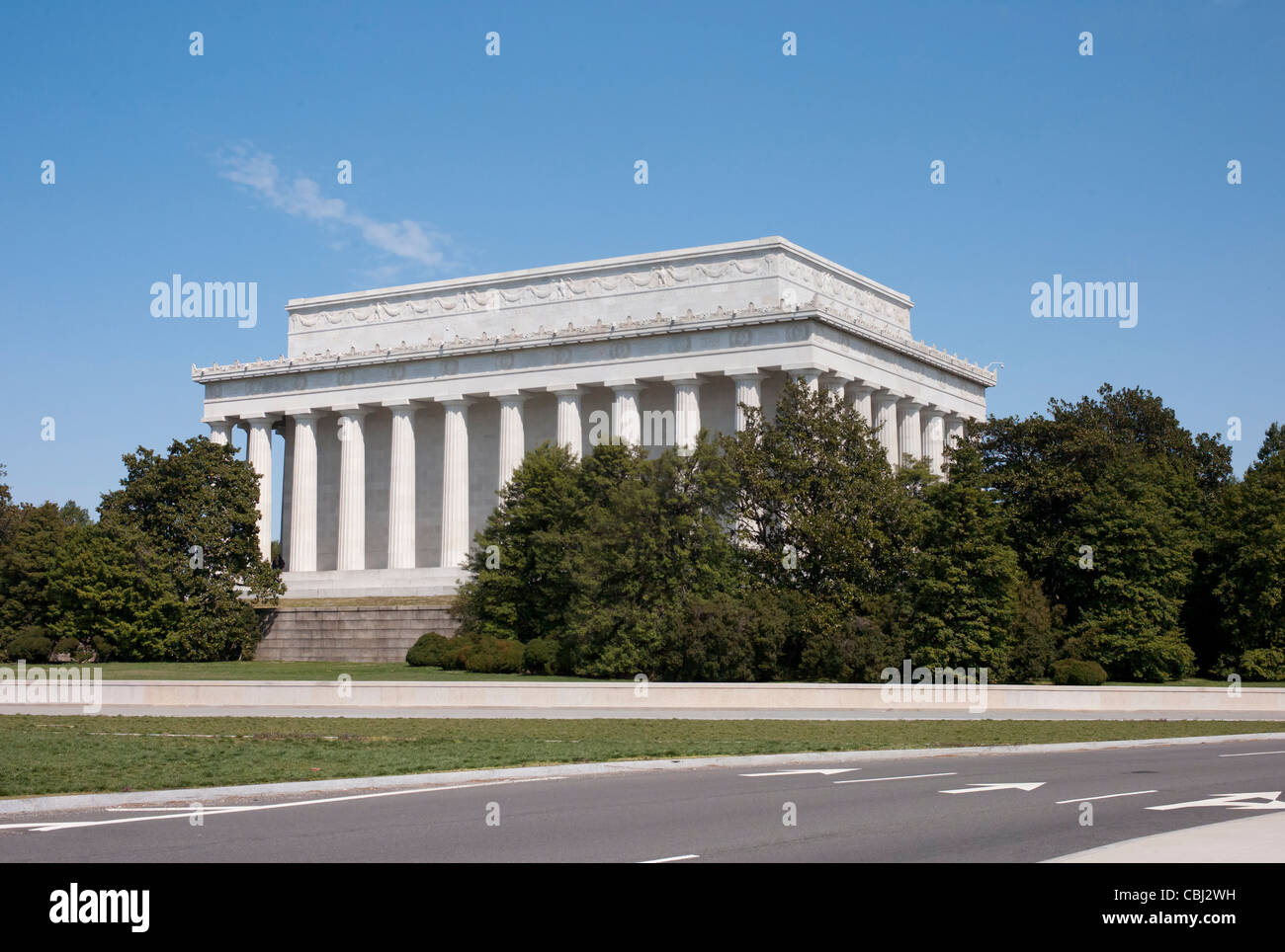 Blick auf die Rückseite des Lincoln Memorial in Washington, DC. Stockfoto