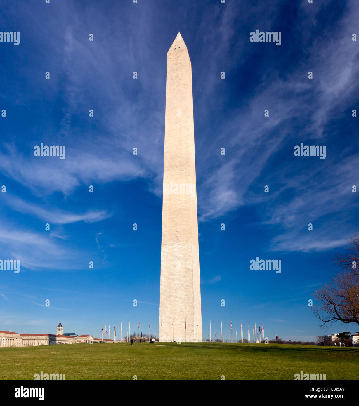 Washington Monument in DC an einem klaren Wintertag Stockfoto