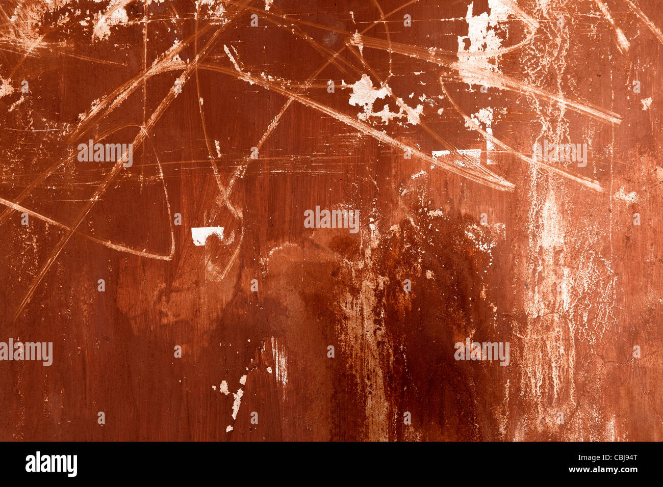 Große Hintergrund für Projektarbeiten, hergestellt aus einer alten orange Wand mit Kratzern Stockfoto