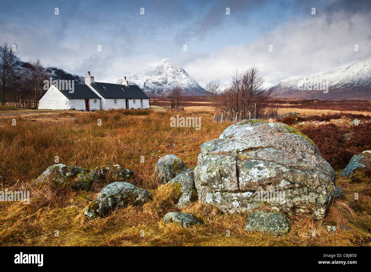 BlackRock Cottage Buchaille Etive Mor Rannoch Moor Schottland Stockfoto