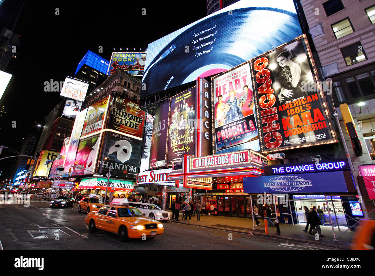 Neonlichter am Times Square, New York Stockfoto