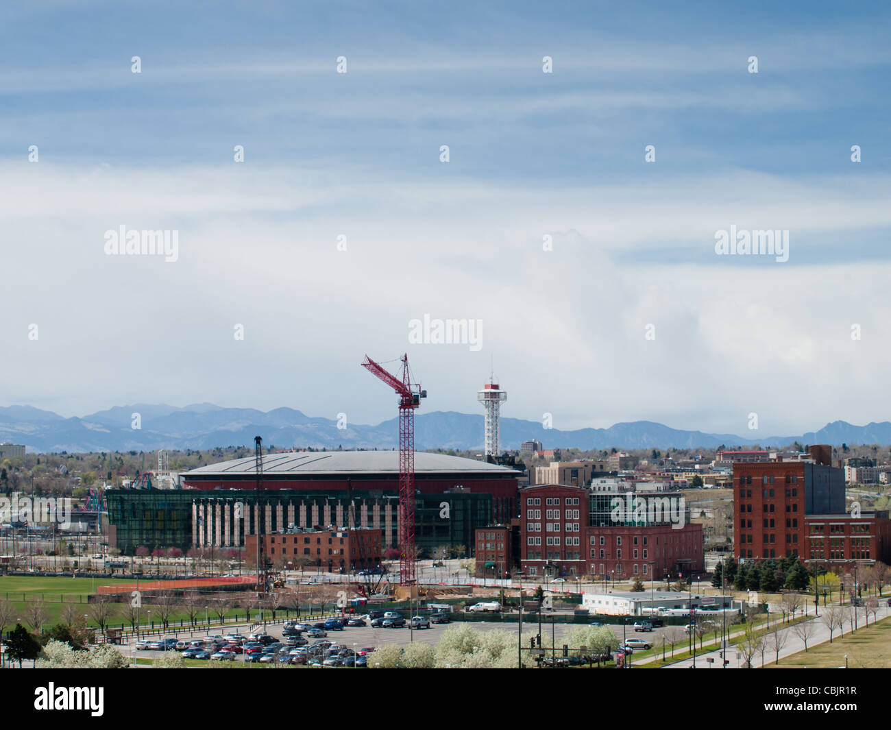 Pepsi Center Blick aus der Innenstadt in Denver, Colorado. Stockfoto