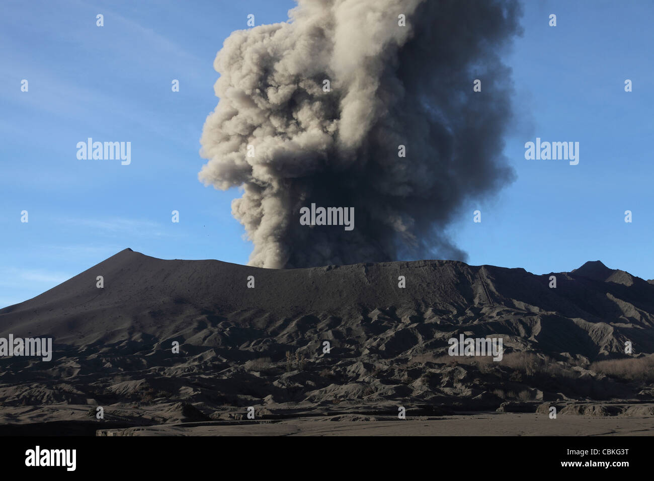 20. März 2011 - Eruption der Aschewolke aus dem Vulkan Mount Bromo, Tengger Caldera, Java, Indonesien. Stockfoto