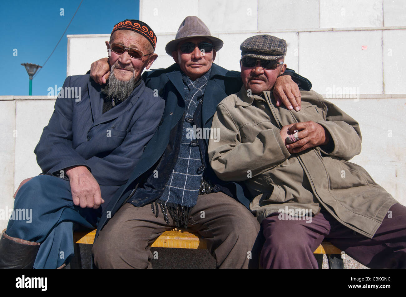 Porträt der ethnischen Kasachen in Bayan-Ölgii in der westlichen Mongolei Stockfoto