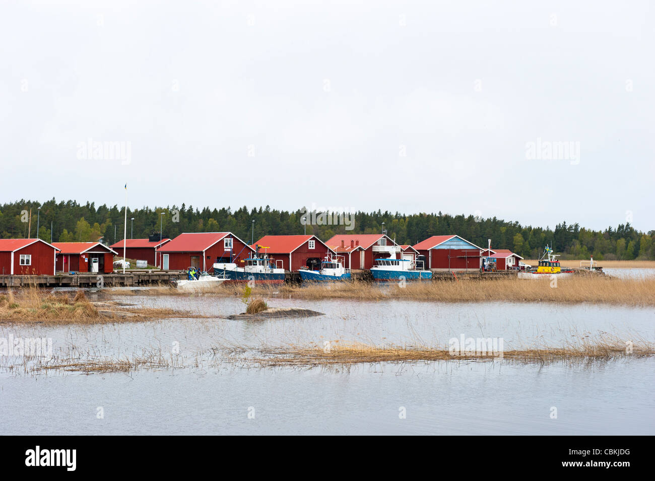 Fischerdorf am See Vänern in Schweden. Stockfoto