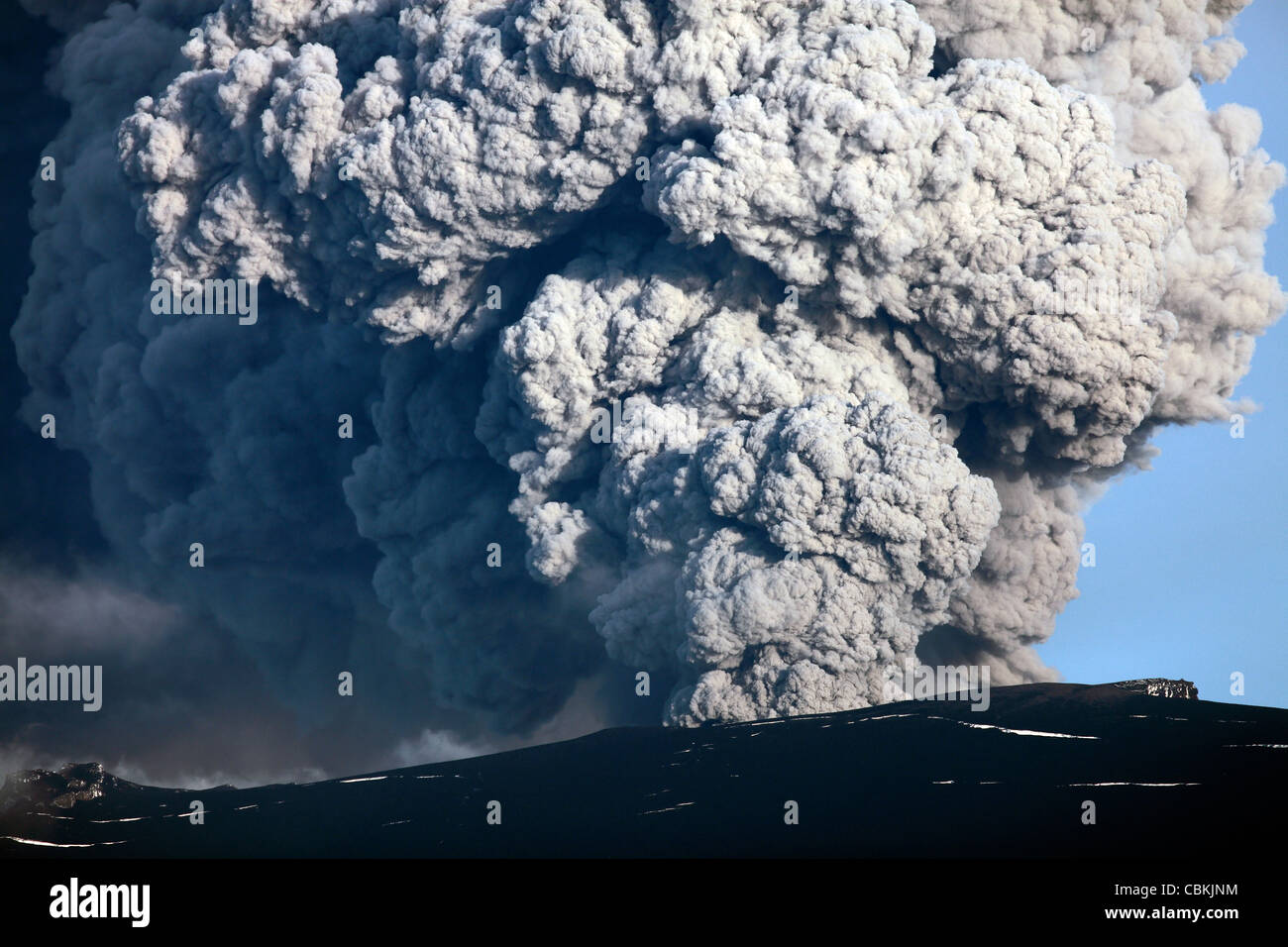 8. Mai 2010 - Ash cloud ausbrechenden Vulkans Eyjafjallajökull, Island. Stockfoto