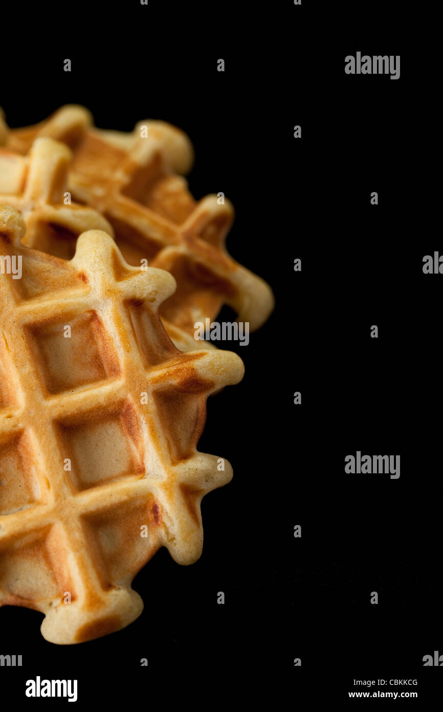 ein Close Up der halben hausgemachte Waffeln mit Platz für Text Stockfoto