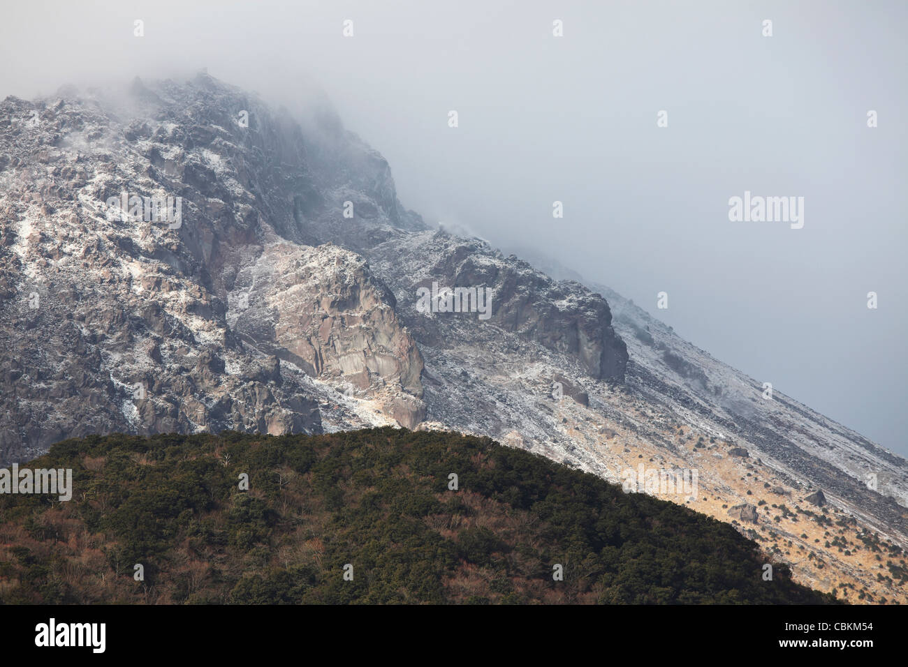 6. Januar 2010 - Mount Unzen Vulkan Lava-Dome, gebildet während der Ausbrüche von 1990-1995, Japan. Stockfoto