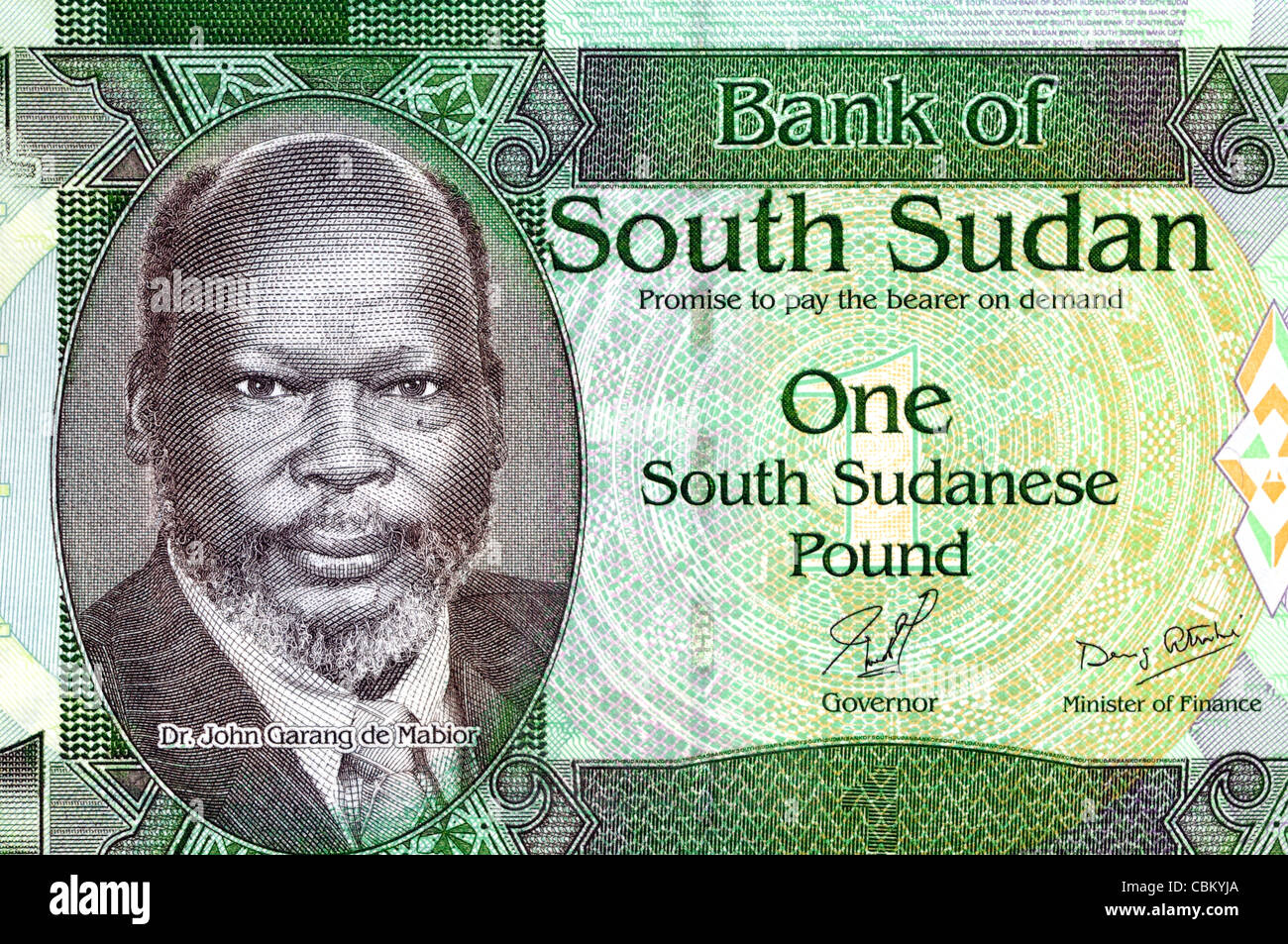 Süd-Sudan 1 1 Pfund Banknote. Stockfoto