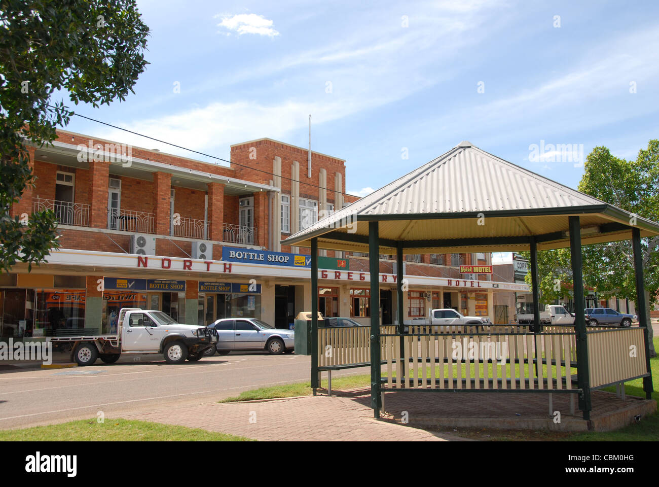 Im Norden Gregory Hotel in Winton behauptet, die erste öffentliche Aufführung des Aistralias Waltzing Matilda Volksliedes inszeniert haben Stockfoto