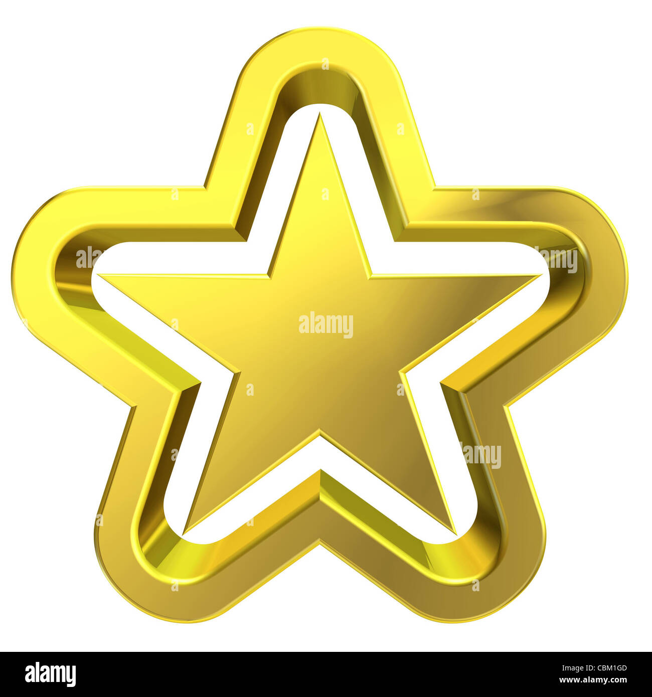 3D-Rendering des goldenen Stern auf weißem Hintergrund Stockfoto