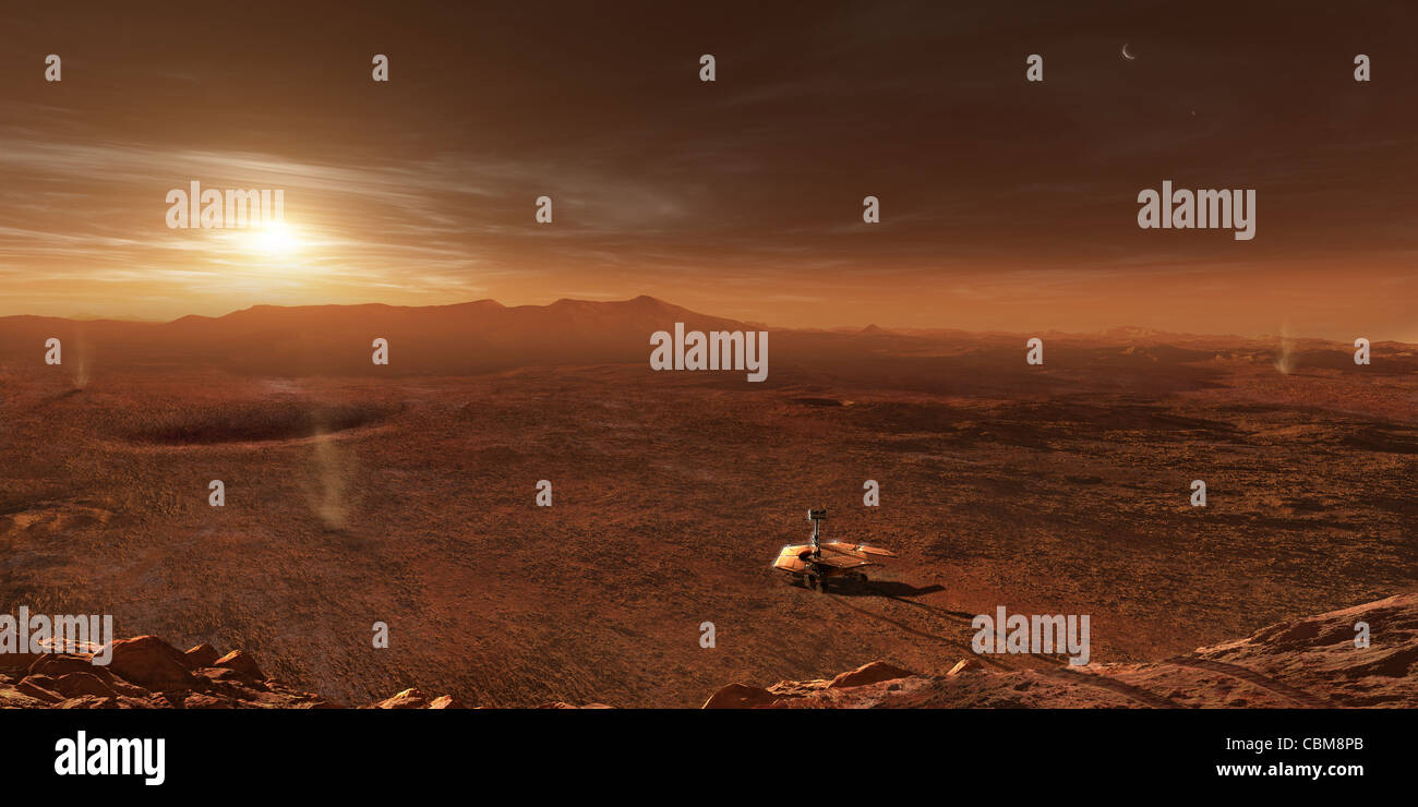 Mars Exploration Rover Spirit im Gusev-Krater. Stockfoto