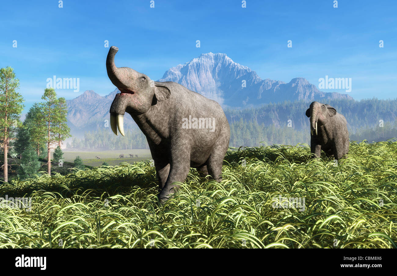 Dinoterium durchqueren die sanften Ebenen des heutigen Europa. Stockfoto