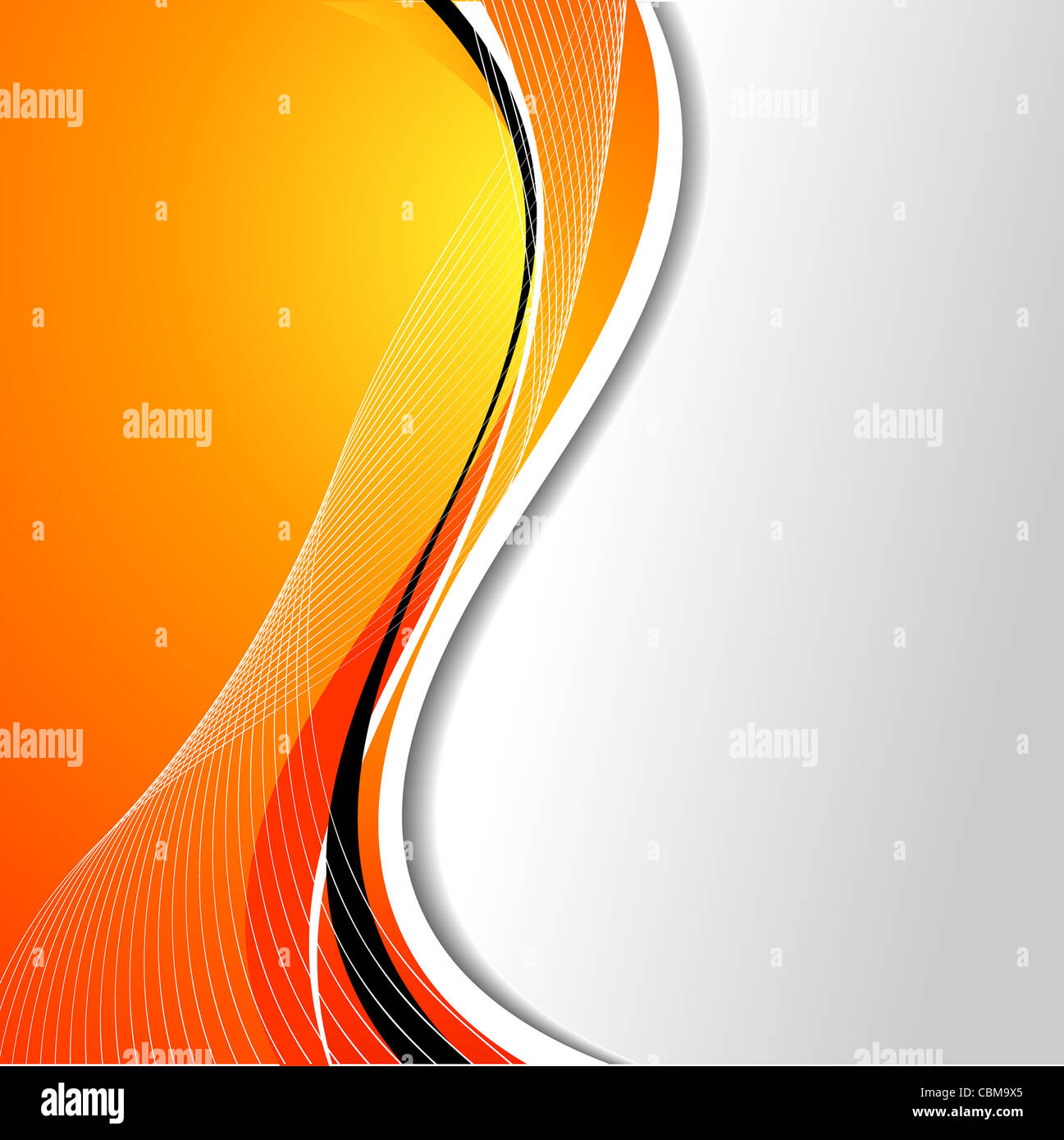 Zusammenfassung Hintergrund mit fließenden Linien in Orangetönen Stockfoto