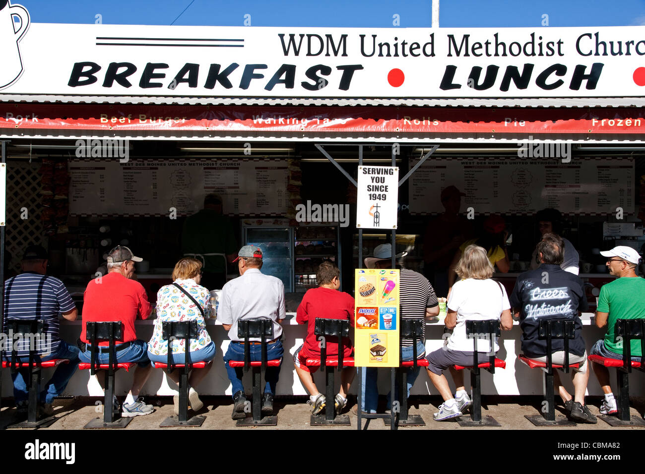 Menschen essen Frühstück im Diner Iowa State Fair, Des Moines Iowa USA Stockfoto