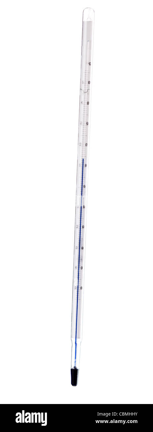 Thermometer Labor isoliert auf weißem Hintergrund Stockfoto