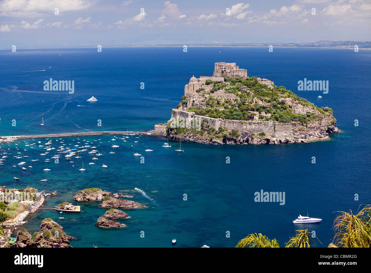 Blick auf das Castello Aragonese, Ischia, Kampanien, Mittelmeer, Italien Stockfoto