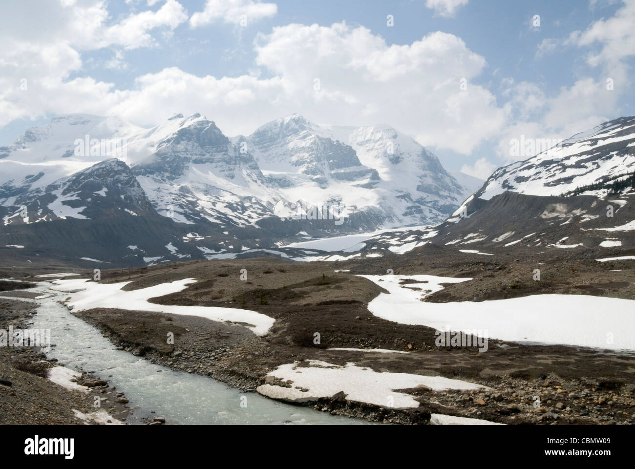Fuß des Gletschers, Colombus Icefield, Icefields Parkway, Jasper, Alberta, Kanada Stockfoto