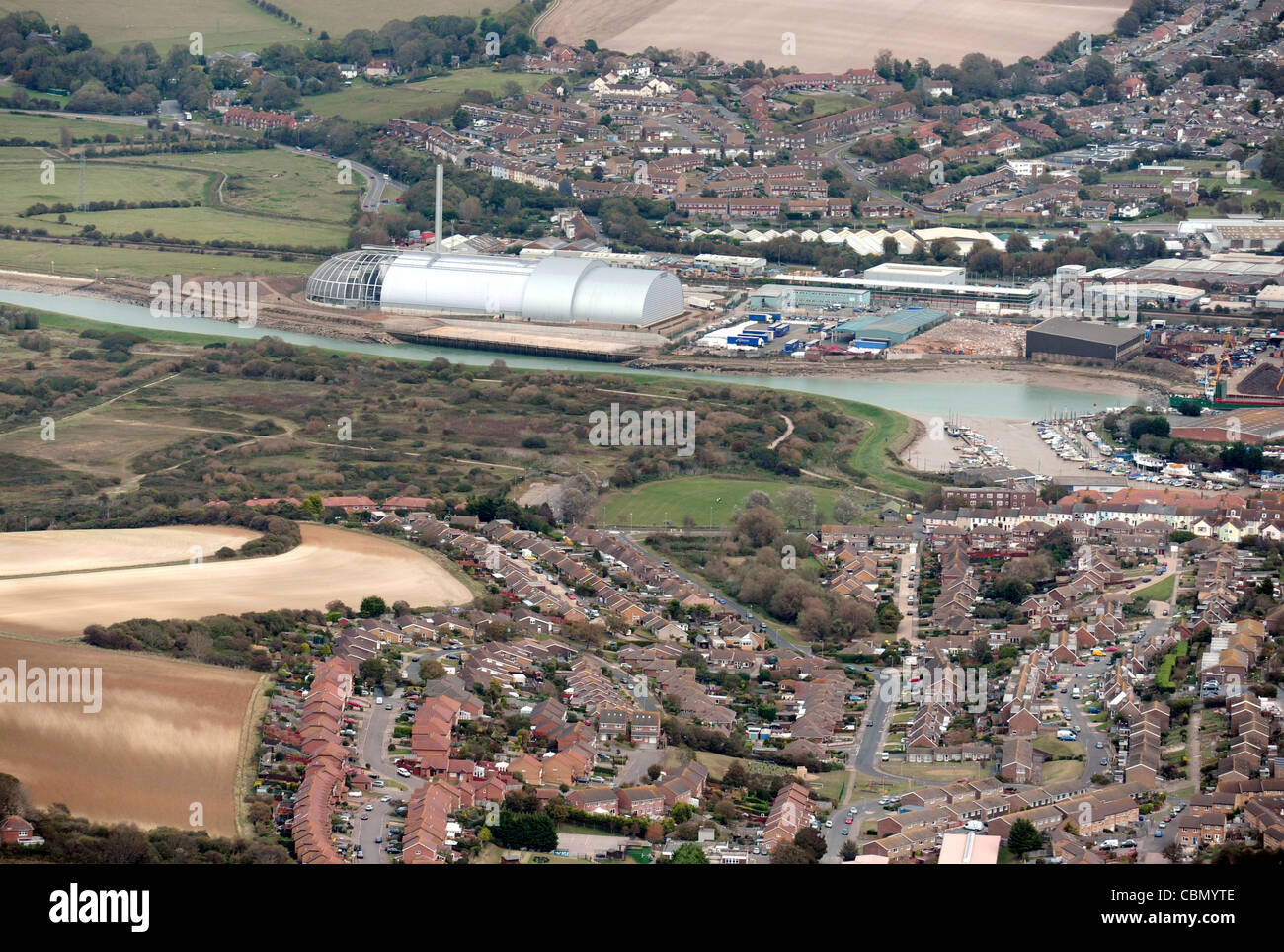 Luftaufnahme von Newhaven Verbrennungsanlage East Sussex, England Stockfoto