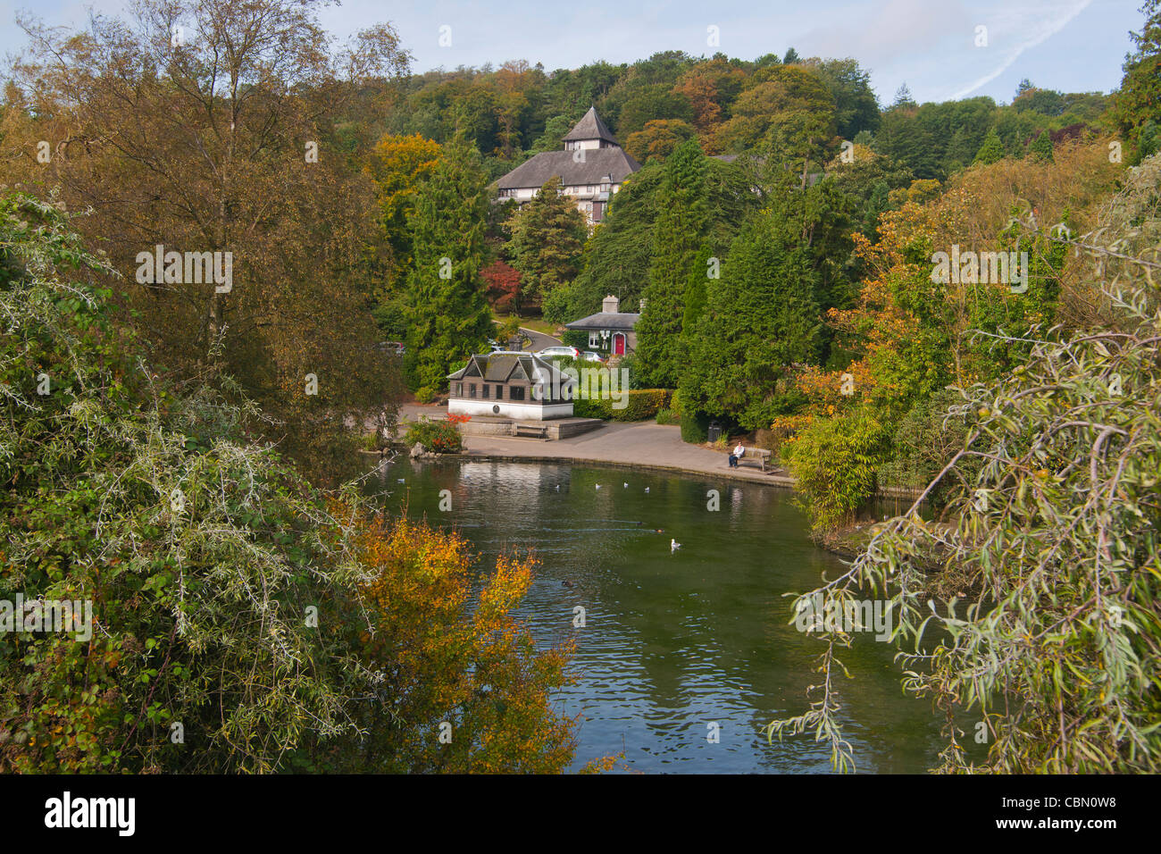 Grange über Sand, Park, See, Ziergärten, Lake District, Cumbria, England Stockfoto