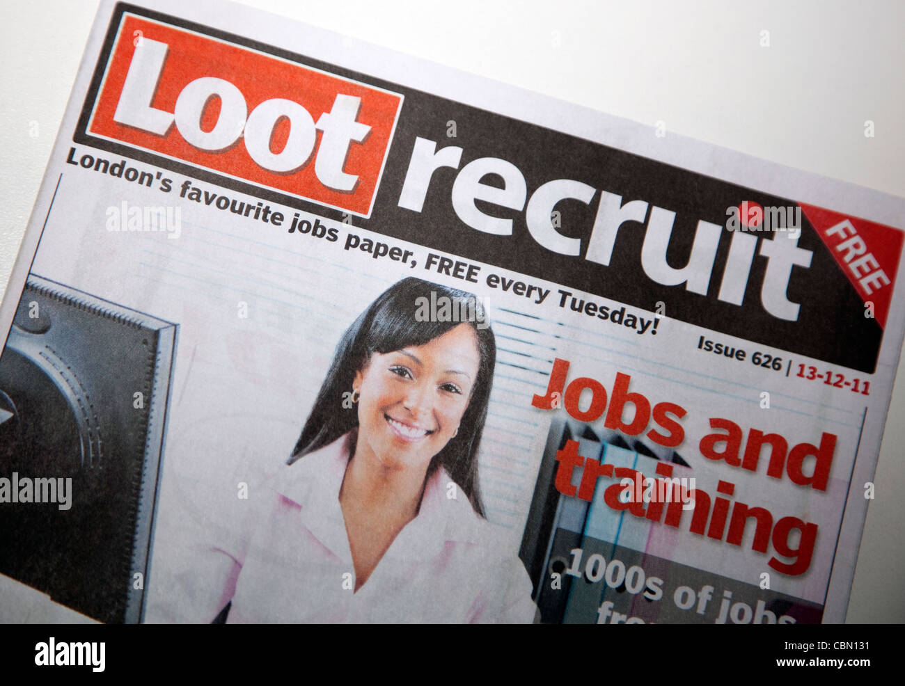 Beute Rekrut freie Arbeitsplätze Wochenblatt, London Stockfoto