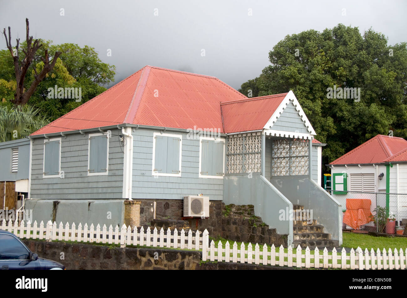 typisches Haus Architektur Lebkuchen trimmen Hauptstadt Oranjestad St. Eustatius Statia Niederländische Antillen-Insel Stockfoto