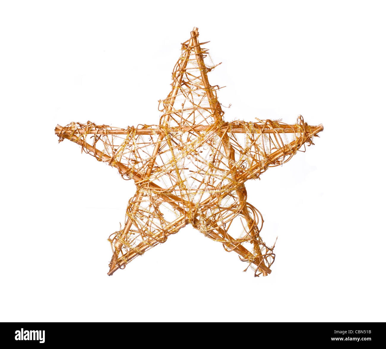 Weihnachten-Goldstern isoliert auf weiss, eine Menge Exemplar verfügbar Stockfoto