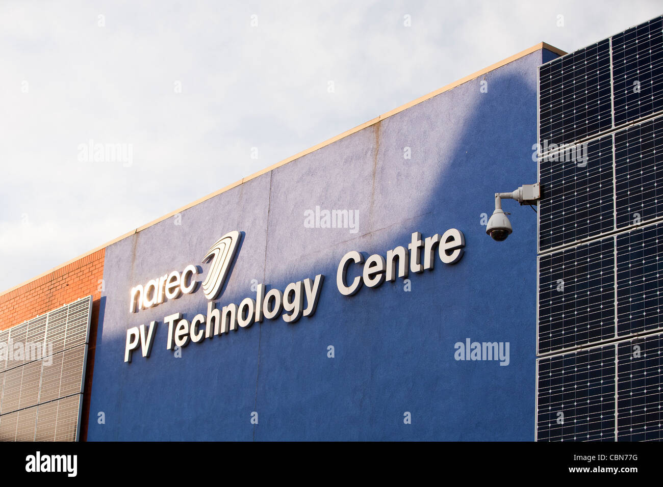 Die Solarenergie Testanlage am NAREC, eine Forschung und Test-Anlage für erneuerbare Energien in Blyth, Northumberland, UK. Stockfoto