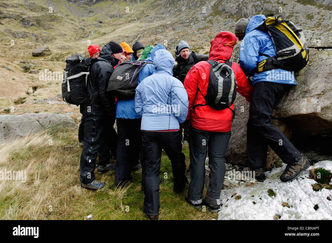 Ein Geologie-Trainingstag in Snowdonia Stockfoto