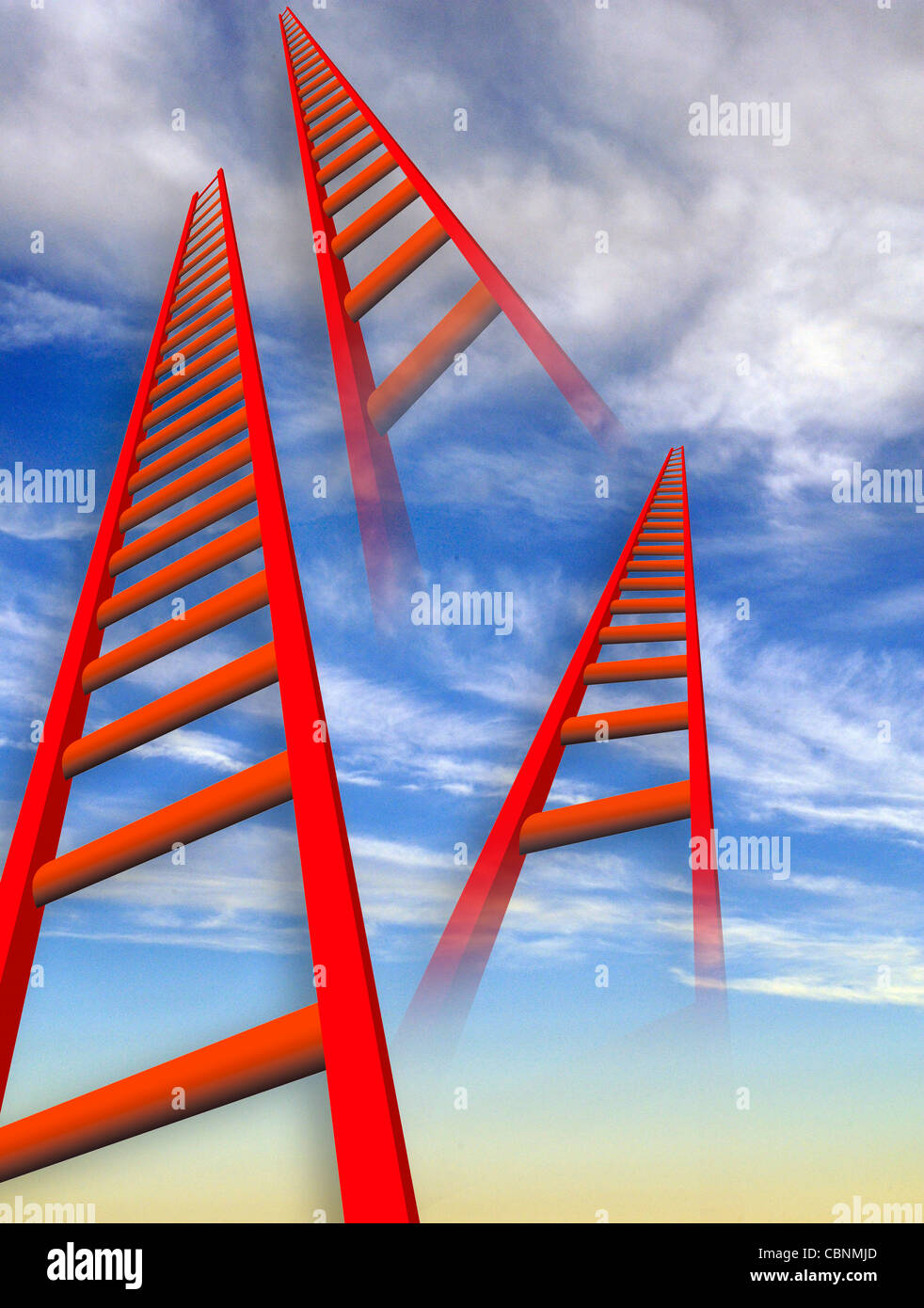 Red Sky Ladder Stockfoto