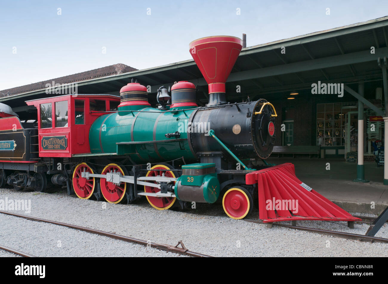 Chattanooga, Tennessee Chattanooga Choo Choo historisches Hotel, alte Eisenbahn, die Gebrauchtwagen sind jetzt als Restaurants und Zimmer Stockfoto