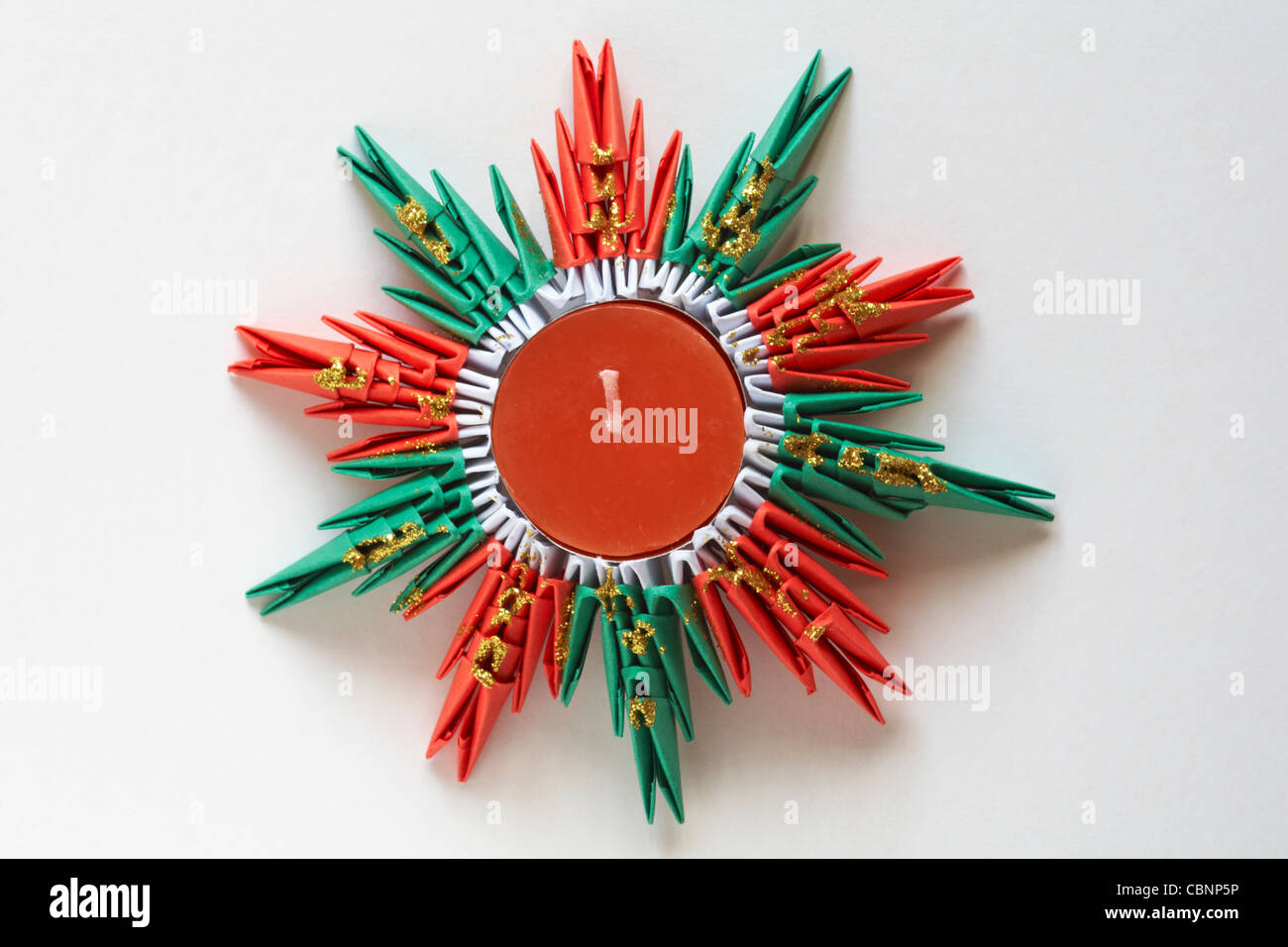 Origami Teelicht Kerzenhalter Für Weihnachten Isoliert Auf