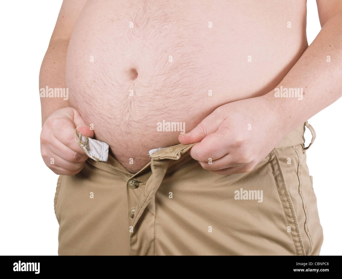 dicken Bauch ein übergewichtiger Mann Stockfoto