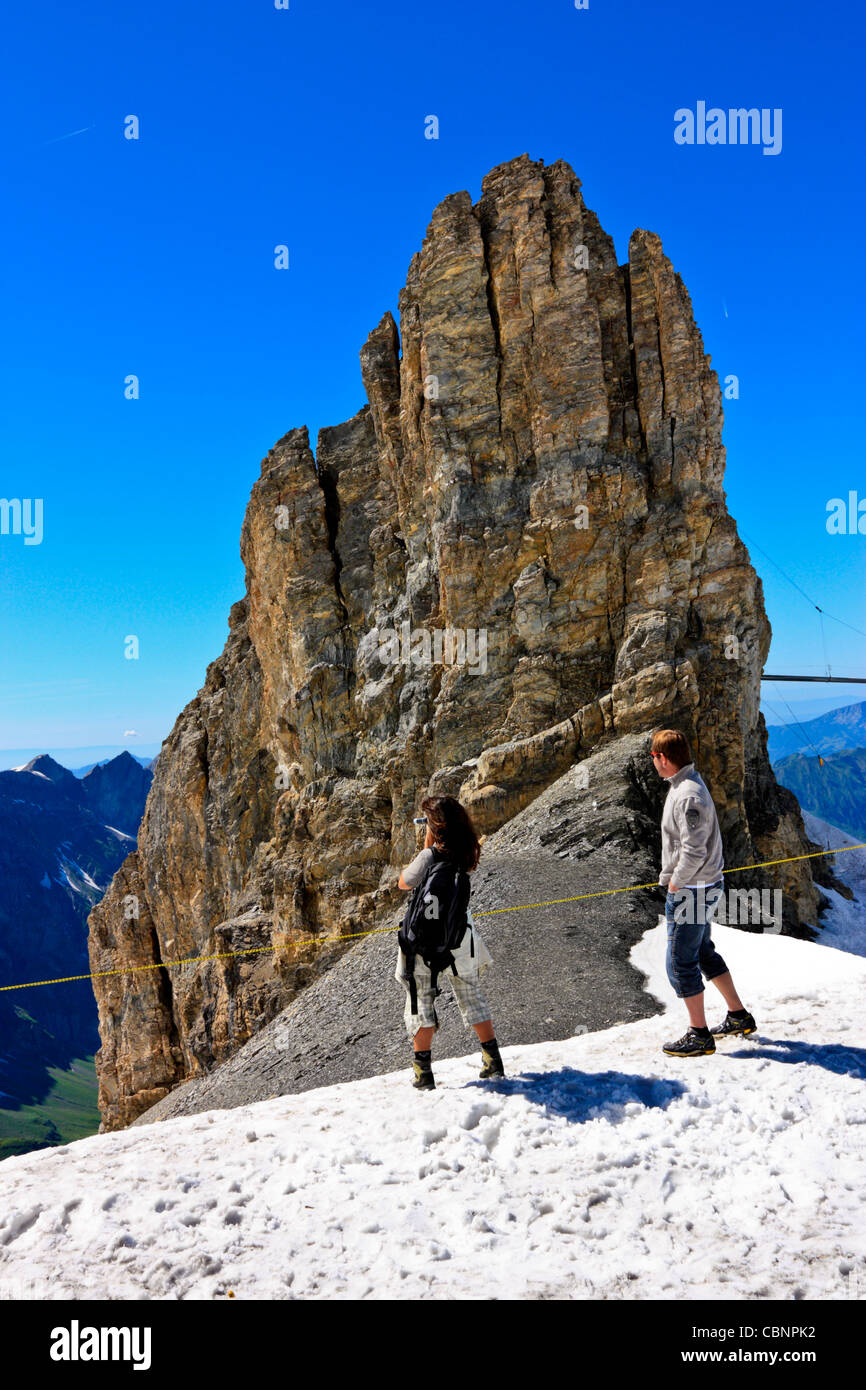 Berggipfel auf Mount Titlis, Schweizer Alpen Stockfoto