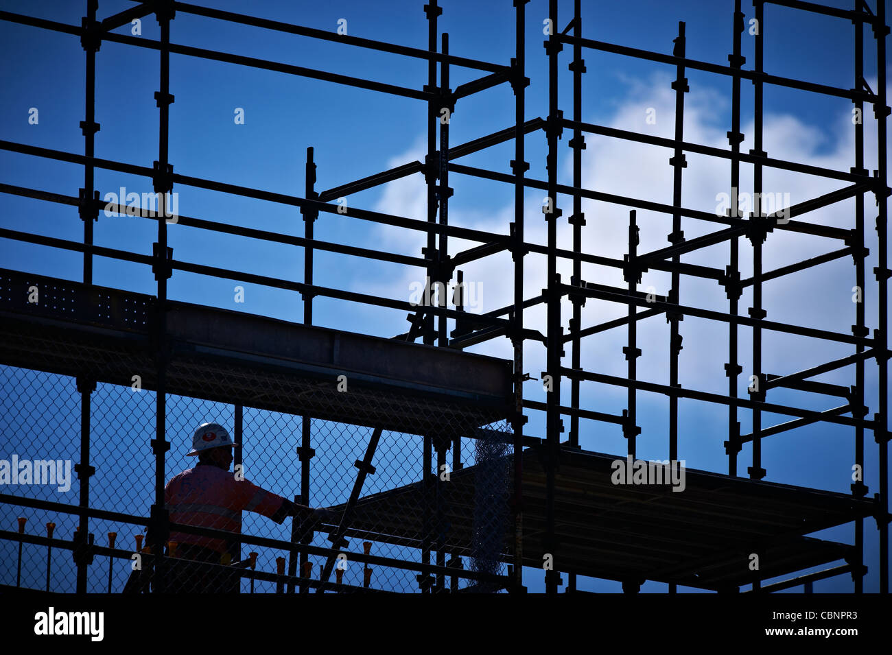 Bauarbeiter auf der Baustelle Stockfoto
