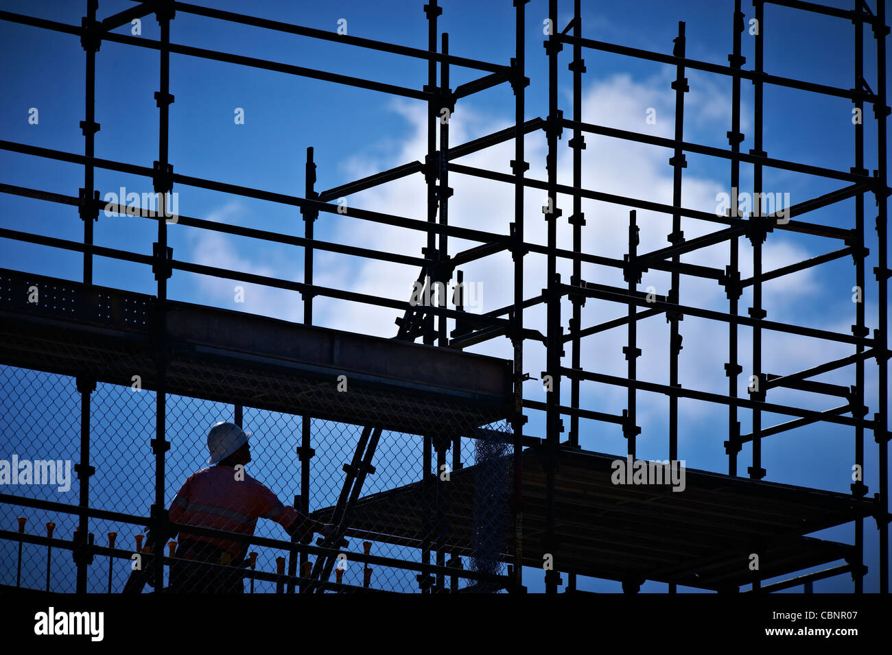 Bauarbeiter auf der Baustelle Stockfoto