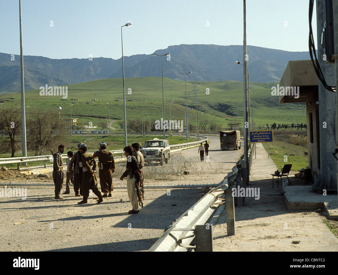 Internationalen Grenztor Khabur, Irakisch-Kurdistan mit der Türkei unter kurdischen Kontrolle während 1991 Aufstand gegen Saddam Hussein Stockfoto