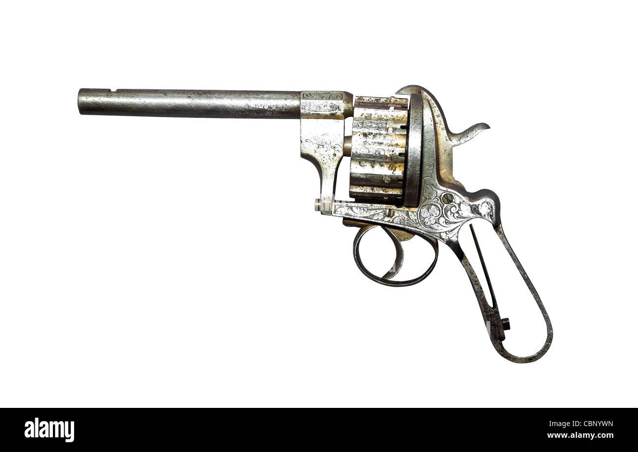alten Pistole isoliert auf weißem Hintergrund Stockfoto