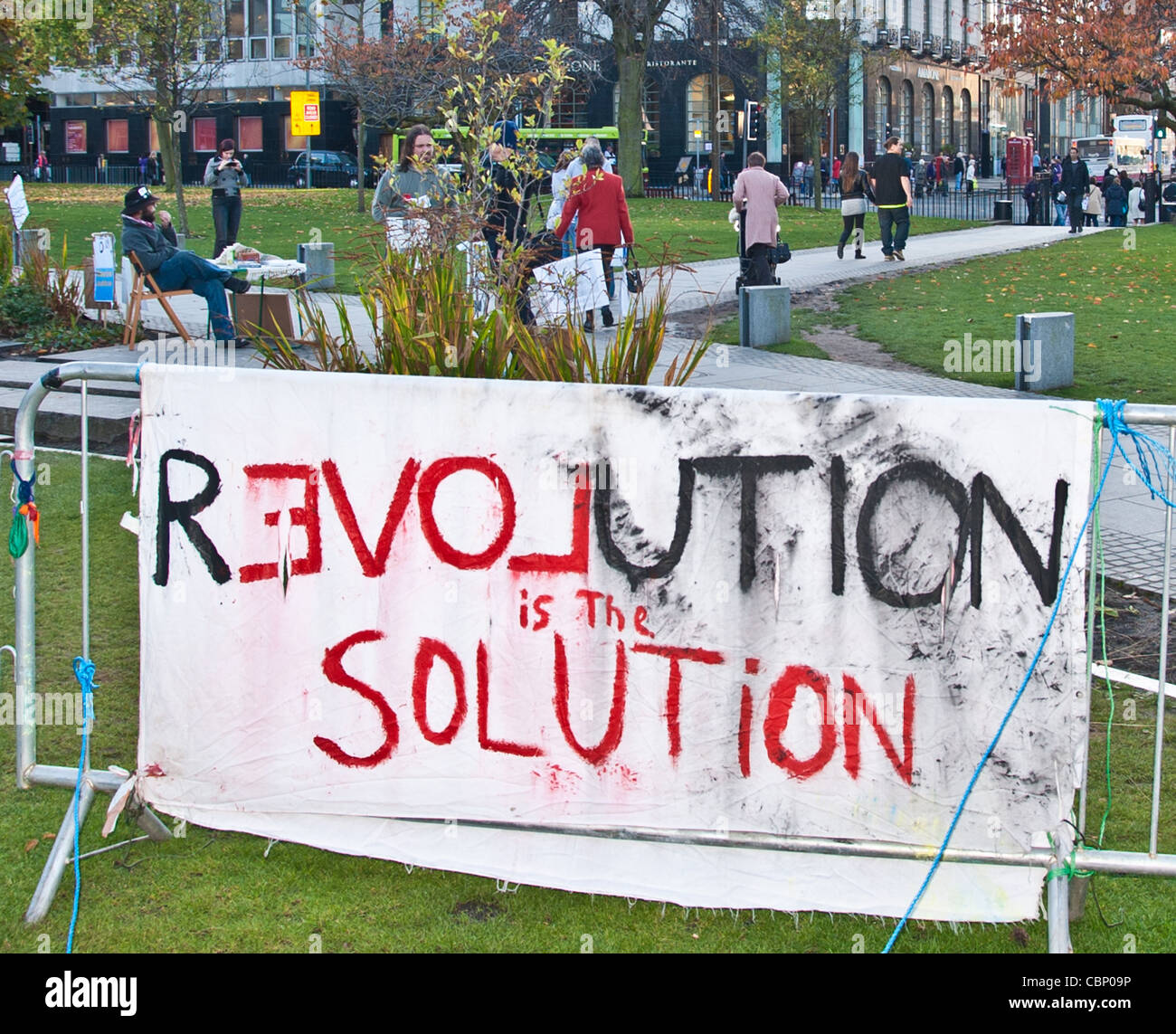 Edinburgh Protest Teil der weltweiten anti-kapitalistischen Bewegung, St Andrews Square Edinburgh zu besetzen Stockfoto