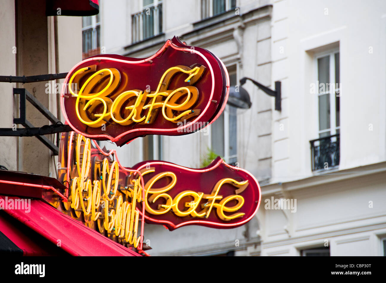 Restaurant Café äußere Zeichen Neon Stockfoto