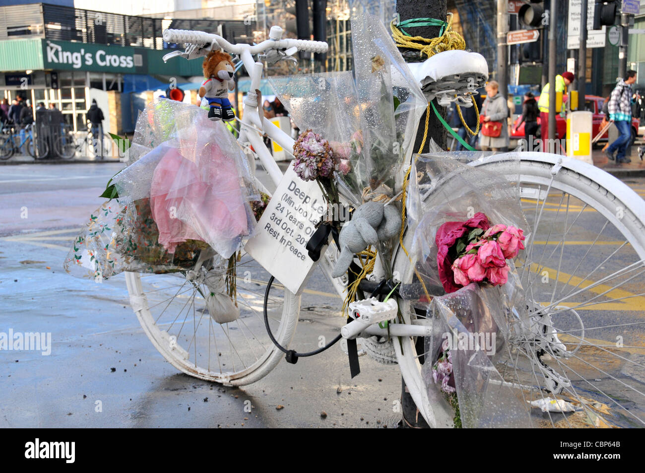 Denkmal für tiefe Lee Radfahrer getötet in der Nähe von Kings Cross Station London Stockfoto