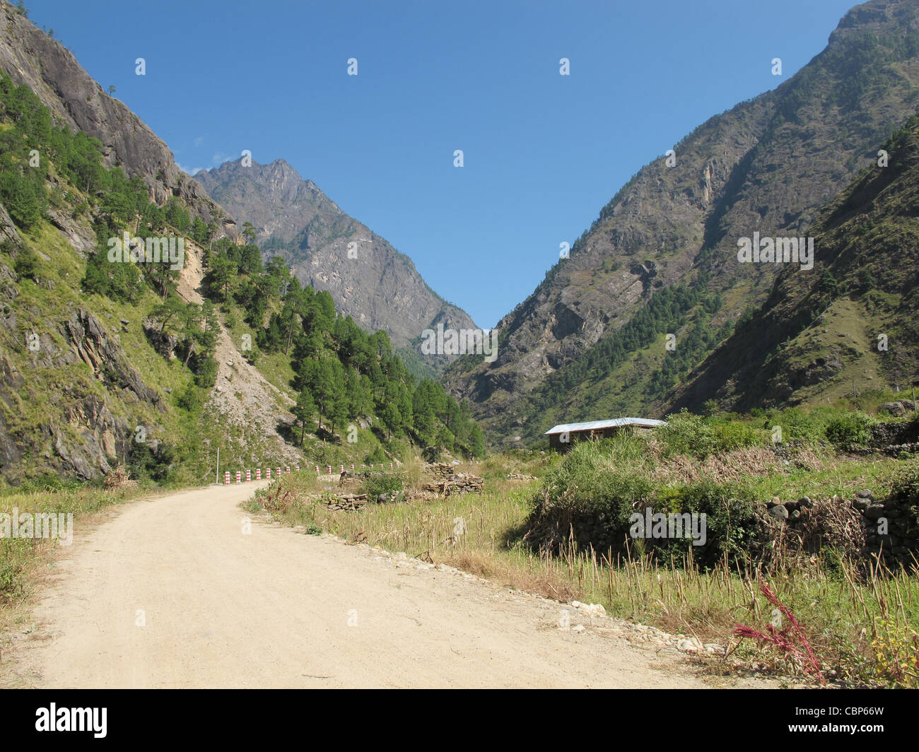 Grenze Nepal-Tibet Stockfoto