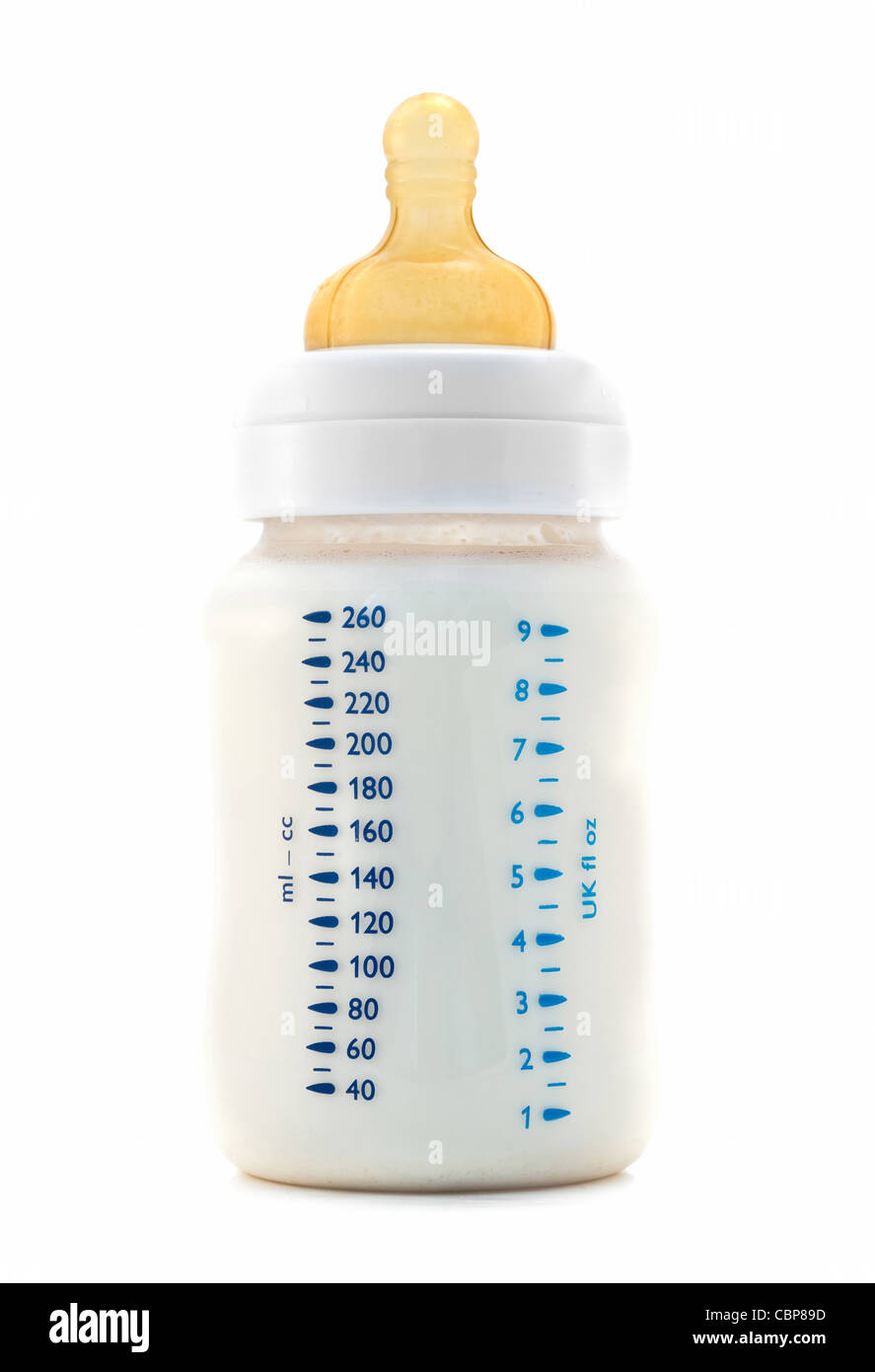 Baby-Flasche isoliert auf weißem Hintergrund Stockfoto