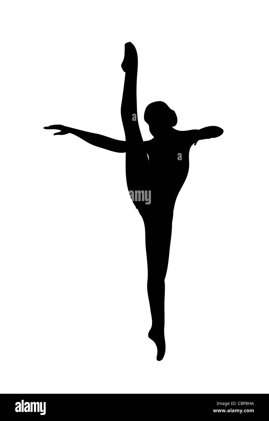 Ballett darstellen Silhouette BW Abbildung Stockfoto